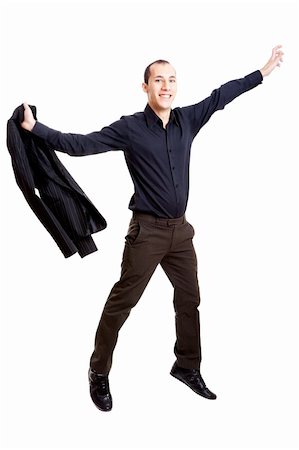 simsearch:400-04343310,k - Portrait of a young businessman jumping, isolated on white Photographie de stock - Aubaine LD & Abonnement, Code: 400-04679540