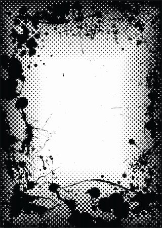 simsearch:400-04075629,k - Halftone dot black border or frame with grunge ink splats Stock Photo - Budget Royalty-Free & Subscription, Code: 400-04679599