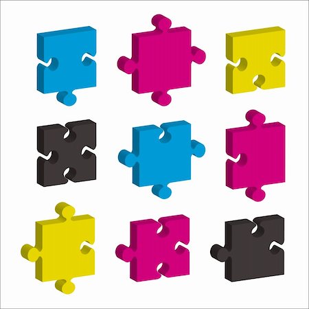 patient shadow - single jigsaw pieces in cmyk colors and 3d effect ideal concept Stock Photo - Budget Royalty-Free & Subscription, Code: 400-04679604