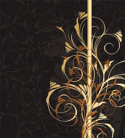 simsearch:400-04813900,k - Vector black and golden floral background with pattern Stock Photo - Budget Royalty-Free & Subscription, Code: 400-04679734