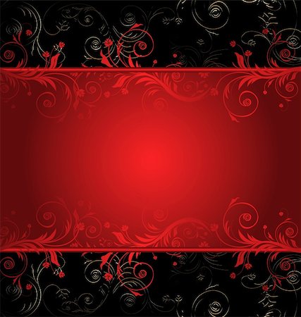 Vector black and red floral background for text with pattern Stock Photo - Budget Royalty-Free & Subscription, Code: 400-04679748