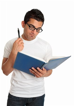 simsearch:400-04205889,k - A man reading a hardcover book and thinking Foto de stock - Super Valor sin royalties y Suscripción, Código: 400-04679751