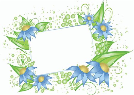 simsearch:400-06412891,k - A white card for text surrounded with the blue flowers and leaves Photographie de stock - Aubaine LD & Abonnement, Code: 400-04679762