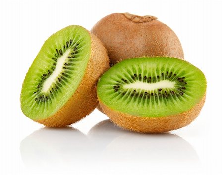 fresh kiwi fruit with cut isolated on white background Stock Photo - Budget Royalty-Free & Subscription, Code: 400-04679819