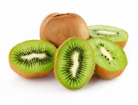 fresh kiwi with cut isolated on white background Stock Photo - Budget Royalty-Free & Subscription, Code: 400-04679824