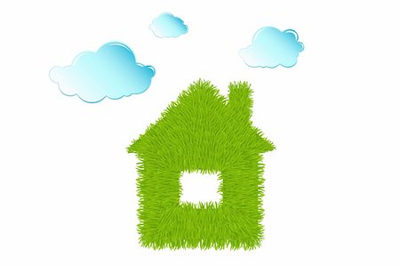 simsearch:400-04667131,k - House from grass and water clouds isolated on white Stockbilder - Microstock & Abonnement, Bildnummer: 400-04679834