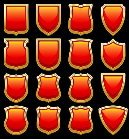 simsearch:640-02948141,k - Vector illustration - red shields icon set Fotografie stock - Microstock e Abbonamento, Codice: 400-04679882