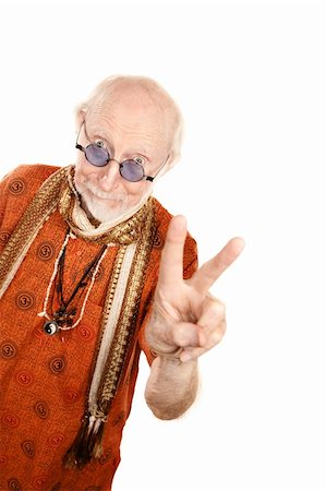 simsearch:400-04172718,k - New age senior man in orange shirt making peace sign Stock Photo - Budget Royalty-Free & Subscription, Code: 400-04670421