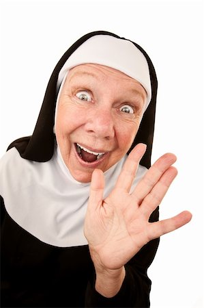 simsearch:400-05315102,k - Funny Nun with Happy Expression on her Face Waving Photographie de stock - Aubaine LD & Abonnement, Code: 400-04670444