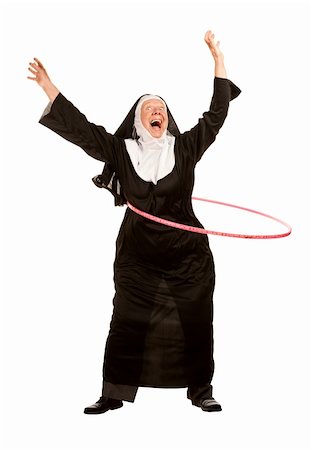 simsearch:400-04671065,k - Funny nun excercising with toy plastic hoop Stock Photo - Budget Royalty-Free & Subscription, Code: 400-04670484