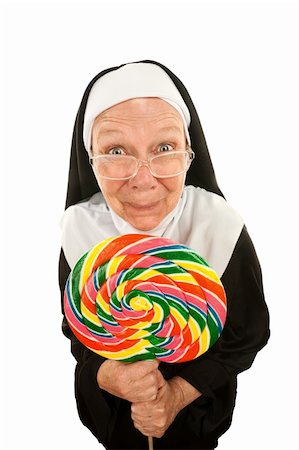 simsearch:400-04671065,k - Funny Nun with Glasses and Large Colorful Lollipop Stock Photo - Budget Royalty-Free & Subscription, Code: 400-04670495