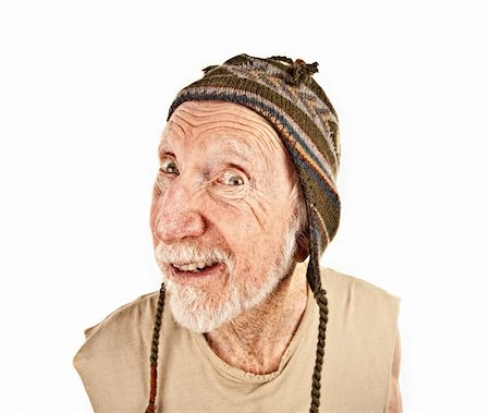 eccentric hat - Portrait of Senior Man in Colorful Knit Hat Stock Photo - Budget Royalty-Free & Subscription, Code: 400-04670516