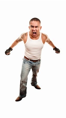 simsearch:400-04670594,k - Hispanic Man screaming in mixed martial arts pose Foto de stock - Super Valor sin royalties y Suscripción, Código: 400-04670616