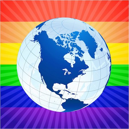 simsearch:400-07444842,k - Globe with rainbow background for gay rights Original Vector Illustration Globes and Maps Ideal for Business Concepts Foto de stock - Super Valor sin royalties y Suscripción, Código: 400-04670754