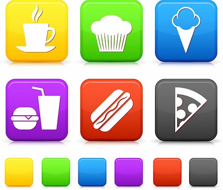 Food Icond on Square Internet Buttons Original vector Illustration Stock Photo - Budget Royalty-Free & Subscription, Code: 400-04670760