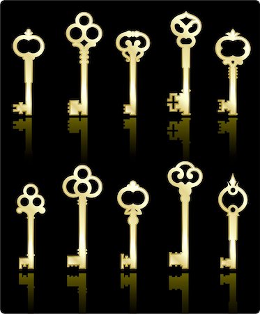 Original vector illustration: antique keys collection Fotografie stock - Microstock e Abbonamento, Codice: 400-04670777