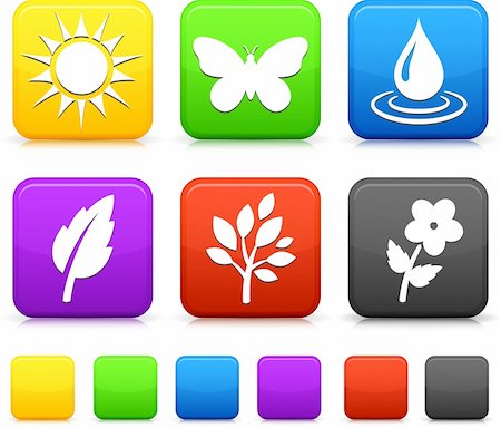 simsearch:400-04776576,k - Nature Environment icons on square internet buttons Original vector Illustration Stock Photo - Budget Royalty-Free & Subscription, Code: 400-04670770