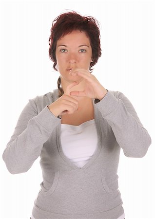 simsearch:400-04393963,k - beauty young deaf person hand demonstrating, "G" in the alphabet of signs Photographie de stock - Aubaine LD & Abonnement, Code: 400-04670857