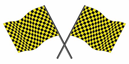 Yellow and black checked racing flag. Vector illustration. Stock Photo - Budget Royalty-Free & Subscription, Code: 400-04671088