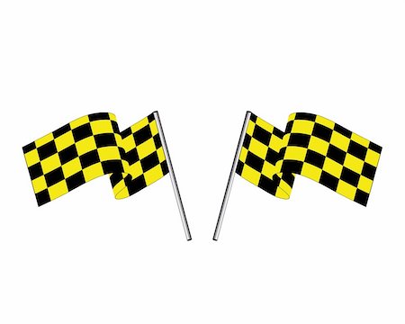 Yellow and black checked racing flag. Vector illustration. Stock Photo - Budget Royalty-Free & Subscription, Code: 400-04671089