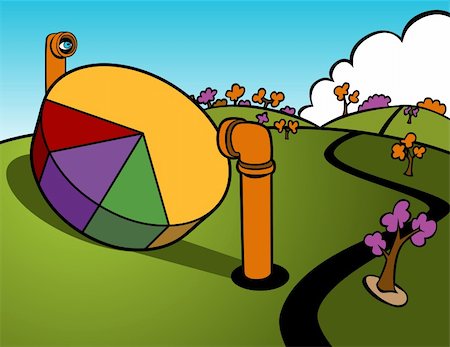 periscopio - Cartoon of periscopes looking at a pie chart sitting out in the open. Foto de stock - Super Valor sin royalties y Suscripción, Código: 400-04671144