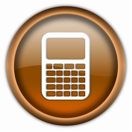 simsearch:400-04671421,k - Glossy calculator icon button isolated over white background Stock Photo - Budget Royalty-Free & Subscription, Code: 400-04671384