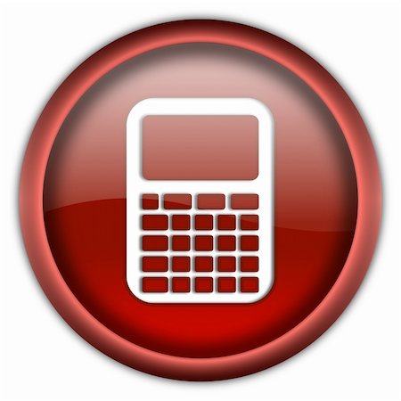 simsearch:400-04671421,k - Glossy calculator icon button isolated over white background Stock Photo - Budget Royalty-Free & Subscription, Code: 400-04671385