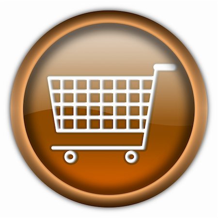 simsearch:400-04442555,k - Shopping cart round glossy button isolated over white background Photographie de stock - Aubaine LD & Abonnement, Code: 400-04671388