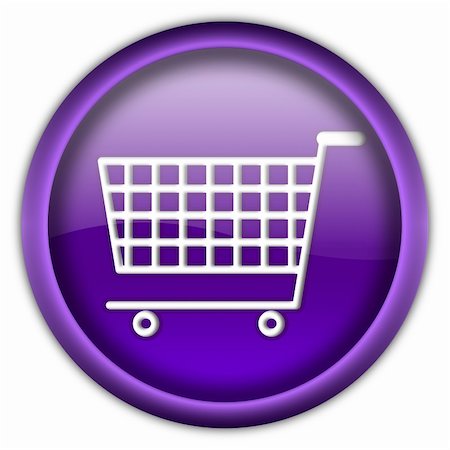 simsearch:400-04442555,k - Shopping cart round glossy button isolated over white background Photographie de stock - Aubaine LD & Abonnement, Code: 400-04671390
