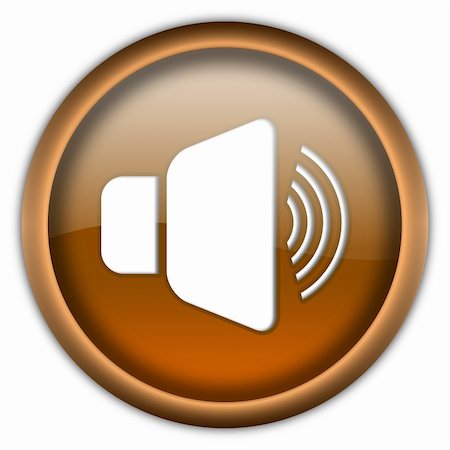 Loud speaker glossy button isolated over white background Fotografie stock - Microstock e Abbonamento, Codice: 400-04671420