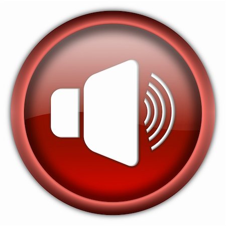 Loud speaker glossy button isolated over white background Fotografie stock - Microstock e Abbonamento, Codice: 400-04671421
