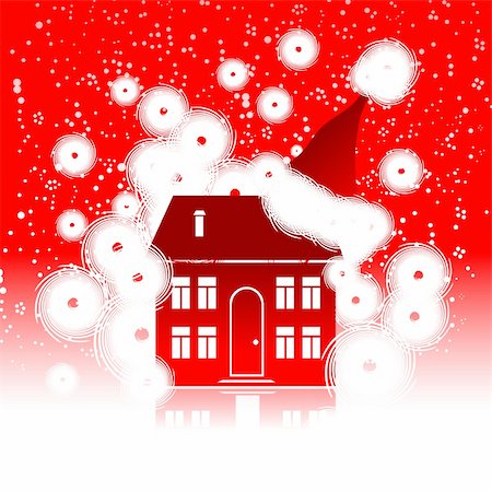 snowy night at home - Christmas holiday, winter house Stock Photo - Budget Royalty-Free & Subscription, Code: 400-04671499