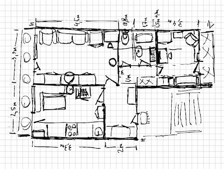 simsearch:400-05243756,k - Redevelopment of apartment, sketch Photographie de stock - Aubaine LD & Abonnement, Code: 400-04671587