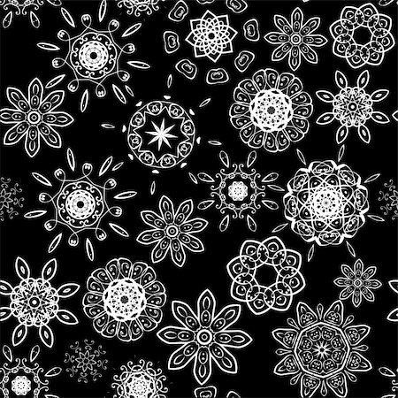 simsearch:400-08807079,k - Black on white seamless floral pattern Stock Photo - Budget Royalty-Free & Subscription, Code: 400-04671589