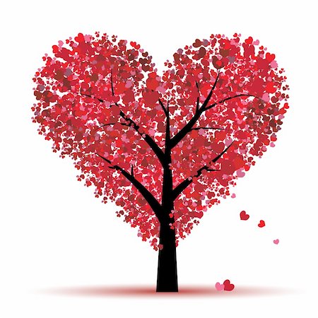 Valentine tree, love, leaf from hearts Stock Photo - Budget Royalty-Free & Subscription, Code: 400-04671602
