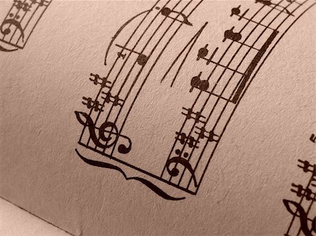 sepia toned open old sheets of musical notes fragment Photographie de stock - Aubaine LD & Abonnement, Code: 400-04671637