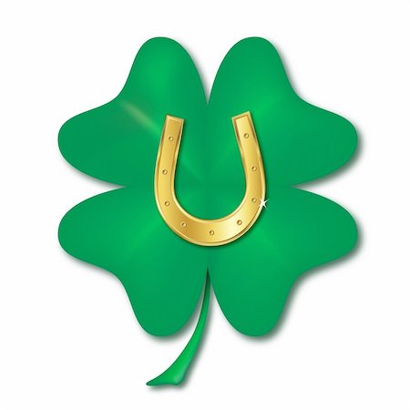 horseshoe and four leaf clover, design for the st patrick`s day Stock Photo - Budget Royalty-Free & Subscription, Code: 400-04672014