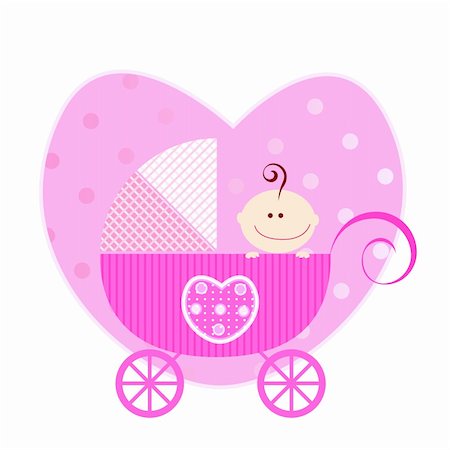 simsearch:400-04087244,k - baby arrival design, baby girl in his little carriage Stock Photo - Budget Royalty-Free & Subscription, Code: 400-04672010