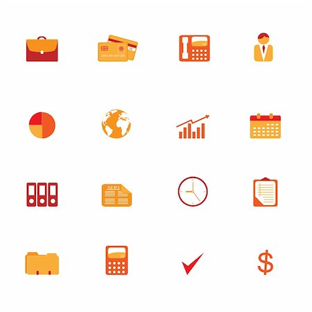 Various business icons in orange and red tones Stock Photo - Budget Royalty-Free & Subscription, Code: 400-04672082