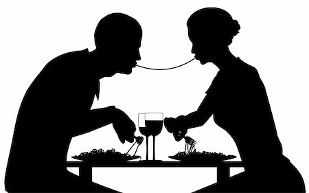 people together vector - Editable vector silhouette of lovers eating spaghetti together with all elements as separate objects Stock Photo - Budget Royalty-Free & Subscription, Code: 400-04672103