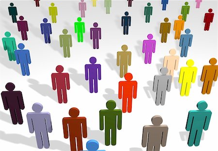 Illustration of a crowd of people of different colours Stock Photo - Budget Royalty-Free & Subscription, Code: 400-04672389