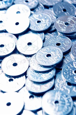 simsearch:400-04154088,k - Closeup of coins (Norwegian) with a blue color Stock Photo - Budget Royalty-Free & Subscription, Code: 400-04672474