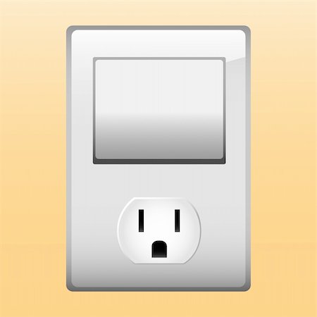 simsearch:400-06093210,k - Electric outlet and light switch. Editable Vector Image. Stock Photo - Budget Royalty-Free & Subscription, Code: 400-04672476
