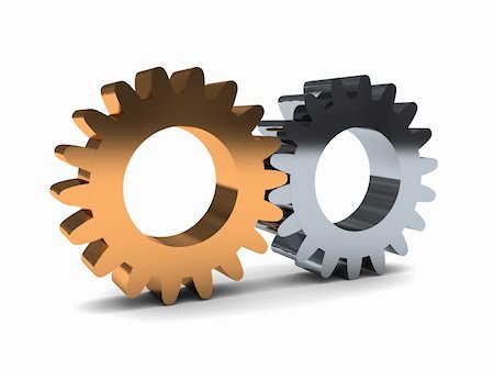 simsearch:400-04202644,k - 3d illustration of two gear wheels system over white background Stock Photo - Budget Royalty-Free & Subscription, Code: 400-04672497