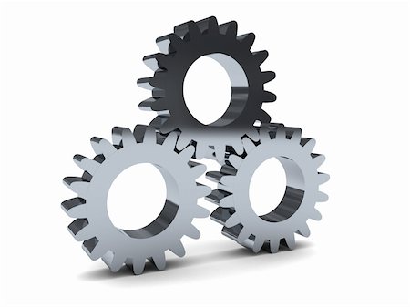 simsearch:400-04202644,k - 3d illustration of three gear wheels system over white background Stock Photo - Budget Royalty-Free & Subscription, Code: 400-04672498