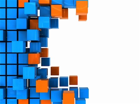 plastic blocks - abstract 3d illustration of background with blue and orange boxes Stock Photo - Budget Royalty-Free & Subscription, Code: 400-04672518