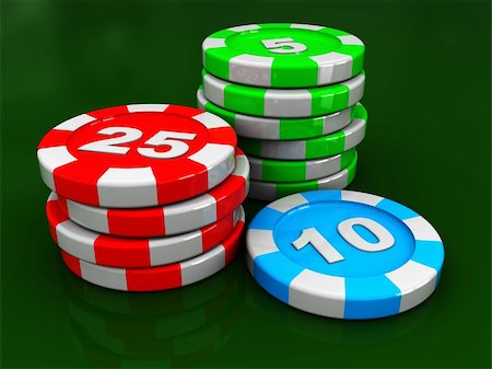 simsearch:400-04672615,k - 3d illustration of casino chip stacks over green background Stock Photo - Budget Royalty-Free & Subscription, Code: 400-04672615