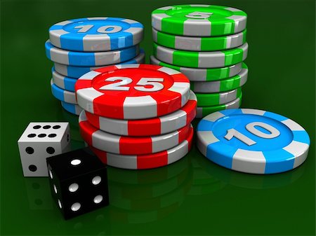 simsearch:400-04672615,k - 3d illustration of casino chip rows and two dices Stock Photo - Budget Royalty-Free & Subscription, Code: 400-04672617