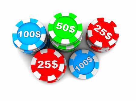 simsearch:400-04672615,k - 3d illustration of casino chips over white background Stock Photo - Budget Royalty-Free & Subscription, Code: 400-04672619