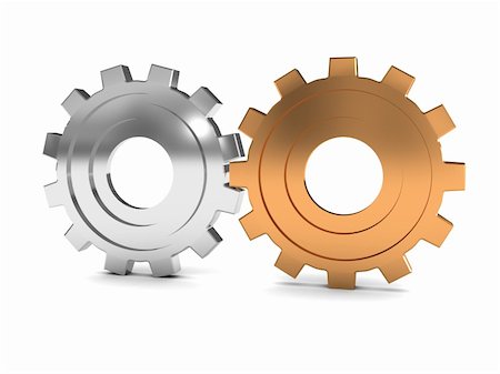 simsearch:400-04202644,k - 3d illustration of two gear wheels over white background Stock Photo - Budget Royalty-Free & Subscription, Code: 400-04672645